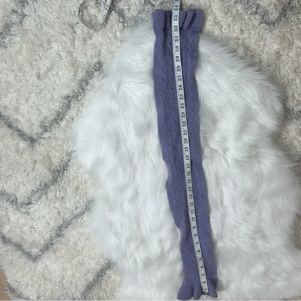 Ralph Lauren Purple Knit Scarf with Ruffled Edges